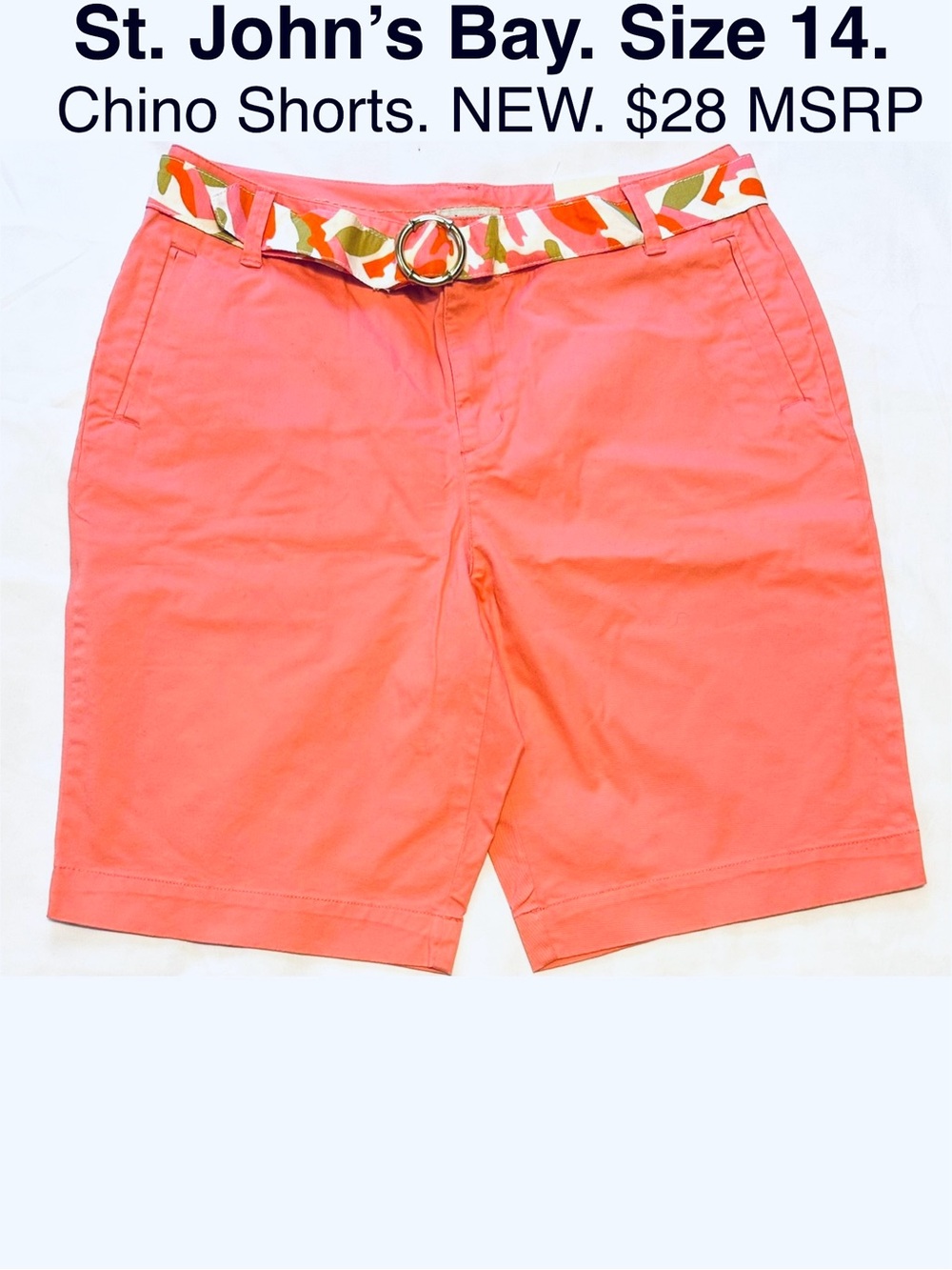 St. John's Bay Chino Shorts with Patterned Belt Spring Summer